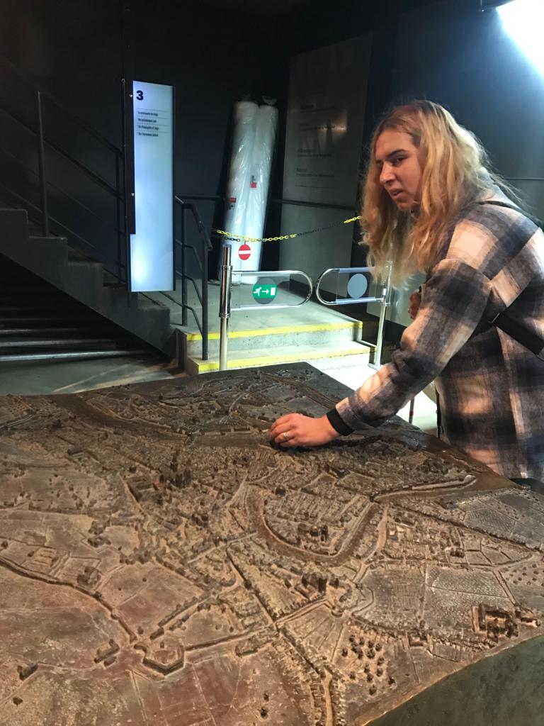 Patricia exploring a tactile map