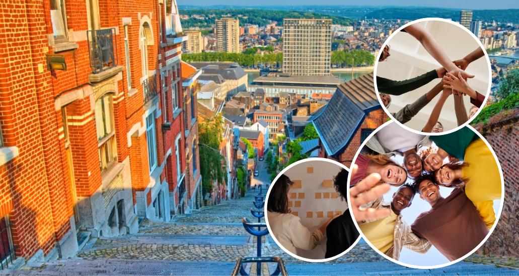 View of Liège with photos of shared moments