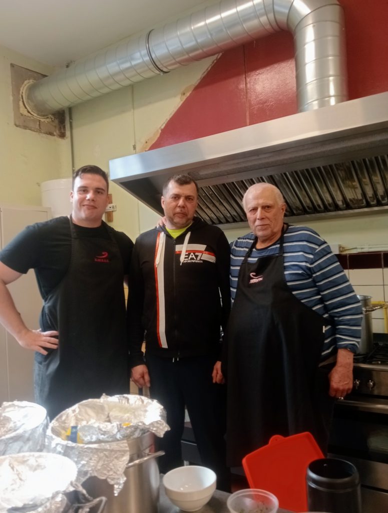 Silviu alongside the rest of the kitchen team during the latest Dinner in the Dark, April 2026