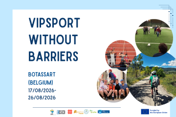 Banner for VIPPSPORT Without Barriers, taking place in Botassart fomr 17 to 26 August 2026. The text is accompanied by pictures of accessible and inclusive sports.